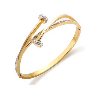 18K Gold Plated Zirconia Nail Bracelet