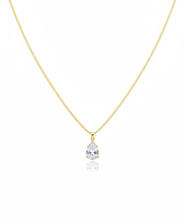 8mm Crystal Zirconia Drop Necklace 18K Gold Plated