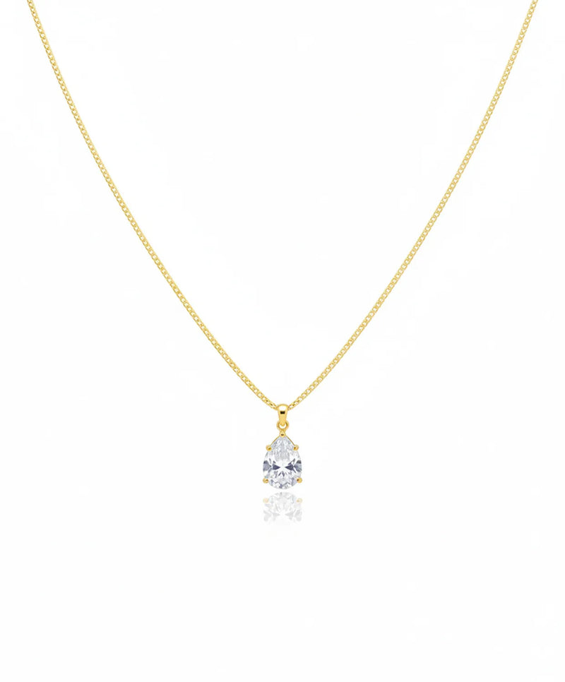8mm Crystal Zirconia Drop Necklace 18K Gold Plated