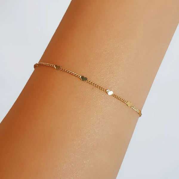 Mini Smooth Hearts Bracelet 18k Gold Plated