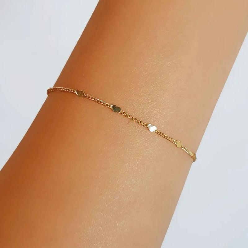 Mini Smooth Hearts Bracelet 18k Gold Plated